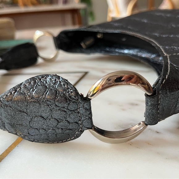 Y2K Prüne handbag leather -metallic blue/gray - Picture 5 of 8